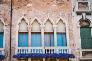 Facade of old house with windows on the street in Venice Italy. Facade of old house with windows on the street in Venice Italy.